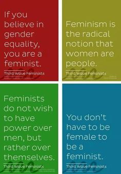 four different types of feminists posters