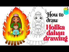 how to draw holika dahan drawing for kids