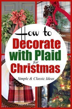 Collage of plaid Christmas decor - bows, napkins and ribbon Christmas Tree Plaid Theme, Plaid Christmas Decor Ideas, Decorating With Plaid, Plaid Party Decorations, Tartan Christmas Decorations, Tartan Plaid Pillows, Christmas Tree Plaid, Plaid Gift Wrapping, Plaid Crafts