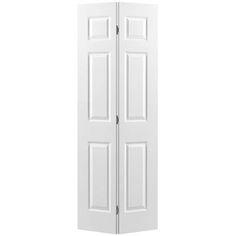 an open white door is shown on a white background and it has two doors in the middle