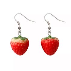 Adorable Kawaii Strawberry Drop Earrings. Length: Approximately Material: Zinc Alloy. Bundle For Amazing Savings! Handmade Red Kawaii Jewelry, Fruit Strawberry, Fruit Earrings, Strawberry Fruit, Red Strawberry, Accessories Diy, Exquisite Jewelry, Hook Earrings, Cute Earrings