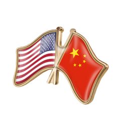 two american and chinese flags are next to each other, one is red with yellow stars