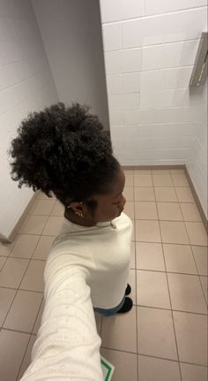 Natural Hair Slick Back, Curly Puff, Afro Bun, 4b Natural Hair, Hair Puff, 4c Natural Hair