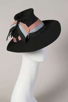 1940s America, Motif Soutache, 1930s Hats, Black Felt Hat, Fedora Women, Madame Gres, Vintage Clothing Store