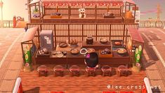 Acnh Ramen Design, Ramen Restaurant Acnh, Ramen Stand Acnh, Ramen Stand Animal Crossing, Acnh Noodle Shop, Acnh Outside Restaurant, Acnh Restaurant Outdoor, Acnh Japanese Restaurant Outdoor, Pizza Shop Animal Crossing