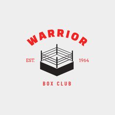 a boxing ring with the word warrior box club in red and black on top of it