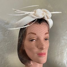 This Is A Beautiful Example Of The Millinery Fashions Of The 1950s'. This Small Cap Is Made Of A Hard But Flexible Material Which Is Covered In An Off-White Fabric. There Is A Very Short Upturned Brim, And A Creatively Draped Piece Of Fabric At The Front. There Are Long, Curled Feather Quills Of The Same Off-White Color. The Tip Of The Quills Have Some Tiny Rhinestones Glued To It, As Pictured. There Is A Long, Narrow Strip Of Veiling Attached To The Front Center, Ending In Two Small Strips Of The Same Fabric As The Hat. At The Back There Is A Hatpin With A Pearl Head. Throughout The 1950s, Ladies Wore Hats Daily As A Part Of Their Attire As Was A Pair Of Gloves. Post War 1940’s And 1950 Feather Quill, Elegant Hats, Off White Color, White Fabric, Fashion History, Hats Vintage, White Fabrics, White Color, Veil