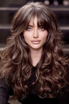 Cute Haircut Ideas, Haircut Ideas For Long Hair, Haircut Selfie, Ideas For Long Hair, Photo Hijab, Wolfcut Hair, Layered Hair With Bangs, Bangs Long, Haircut Curly