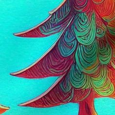 an artistic drawing of a colorful christmas tree