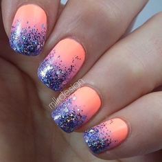 Nail Design Glitter, Glitter Tip Nails, Unghie Nail Art, Nagel Tips, Spring Nail Art, Glitter Nail, Cute Nail Art