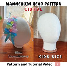 Let's make your own Mannequin Head! This Mannequin Head Pattern is in adult size. 48cm circumference The shape so realistic You can use this Mannequin head for headband display, glasses, scarf, hat or wig stand. This is a digital pattern.. so dont forget to download the file once you've purchased it.. step by step video tutorial included. scan the barcode on the instruction paper and you will direct to the tutorial video. we made this pattern as easy as possible to use. so NO NEED any measuremen Half Scale Dress Form, Doll Dresses Diy, Headband Display, Mannequin Dress, Market Display, Market Displays, Mannequin Head, Wig Stand, Mannequin Heads