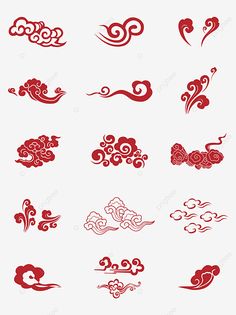 red clouds and waves on white background, cloud, illustration, design png and psd