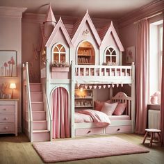 Princess Bedroom Ideas Toddler, Princess Bed With Slide, Toddler Princess Room, Toddler And Baby Room, Bedroom Castle, Grandkids Room