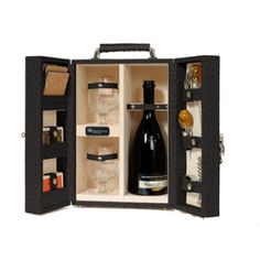 BLACK OSTRICH HEMINGWAY WINE SET BY RENZO ROMAGNOLI - Luxxdesign.com