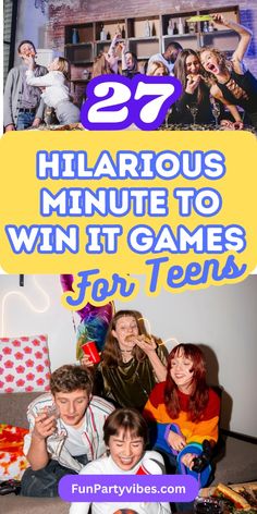 Bring the excitement to your next teen party with our list of 27 crazy Minute to Win It games teens will love! These fast-paced, fun challenges are perfect for keeping everyone entertained and on their toes. From hilarious antics to competitive races, these games will be a hit and make your event unforgettable. Ready to amp up the fun? Dive into the ultimate collection of Minute to Win It games for teens!  #TeenParty #MinuteToWinIt #PartyGames #FunActivities #TeenFun Competition Party Games, Cheap Minute To Win It Games, Teen Minute To Win It, Minute To Win It Team Building, Funny Minute To Win It Games Hilarious, Group Games For Teens Indoor, Best Minute To Win It Games, Teen Activities Group, Teen Games To Play With Friends