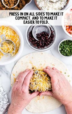 the process for making mexican food is shown with ingredients and text overlaying it