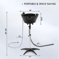 an image of a pot on a stand with the measurements for it and how to use it