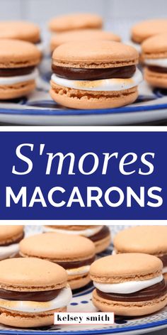 there are many small macaroons on the plate