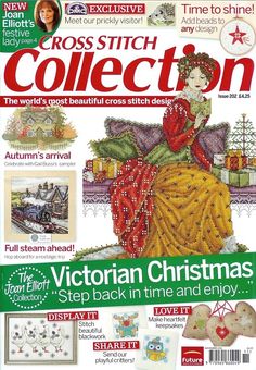 cross stitch collection magazine cover featuring victorian christmas