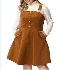 New Women's Size 1x Brown Corduroy Agnes Orinda Overall Midi Dress. Excellent Condition No Defects. Armpit To Armpit 21.5" Waist 22" Shoulder To Hem 36.5" Corduroy Overall, Corduroy Overall Dress, Brown Corduroy, Overalls Women, Overall Dress, Women Dress, New Woman, Colorful Dresses, Overalls