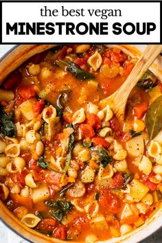 the best vegan minestone soup in a pot