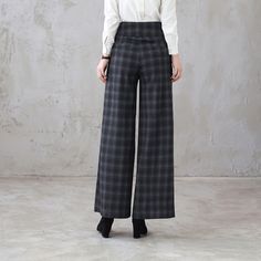 Wide Leg Wool Dress Pants For Fall, Tailored High-waist Winter Bottoms, High-waisted Wool Pants For Fall, Fall High-waisted Wool Pants, Wool Ankle-length Office Pants, Wool Ankle-length Pants For Office, Fall Wool High-waisted Pants, Tailored Full-length Dress Pants For Winter, Tailored High Waist Winter Pants