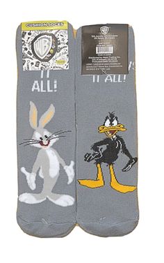 LOONEY TUNES Ladies BUGS BUNNY & DAFFY DUCK Cushion Crew Socks - Novelty Socks for Less Bugs Bunny Socks, Daffy Duck, Bugs Bunny, Looney Tunes, Warner Bros, Crew Socks, Bugs, Socks, Cushions