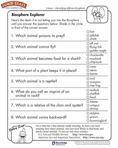 worksheet for children to learn how to read the animal's body and its surroundings