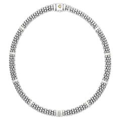 Lagos Single Station Diamond Caviar Necklace Lagos Necklace, Local Jewelry, Box Clasp, Station Necklace, Timeless Jewelry, Engraved Items, Fine Jewellery Necklace, Necklace Sizes, Round Brilliant Cut Diamond