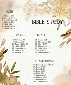 the november bible study with flowers and leaves