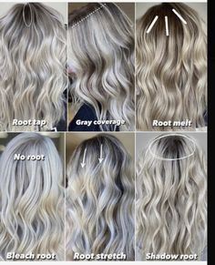 Root Stretch Hair, Root Stretch Hair Blonde, Blonde Hair Natural Roots, Hair Weaving Techniques, Cool Blonde Hair Colour, Root Stretch, Blonde Hair With Roots, Grey Blonde Hair