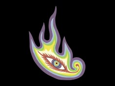 an eye in flames on a black background