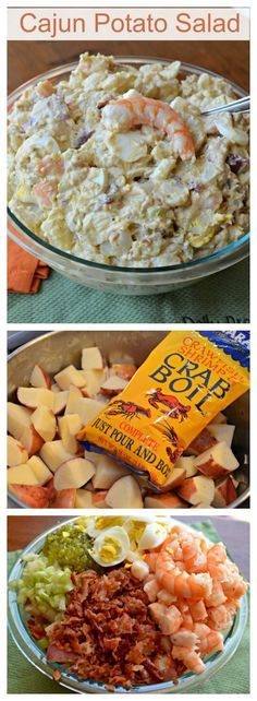 three pictures showing different types of salads and what they are made with them in the same bowl