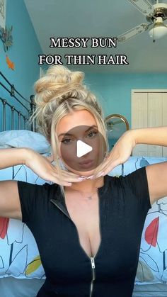 Bun On Top Of Head With Hair Down, How To Do A Messy Updo Step By Step, Easy Messy Top Bun, Messy Bun Bangs Tutorial, Messy Bun With Pieces Out, Too Messy Bun, Medium Hair Messy Bun Tutorials, Messy Work Bun, Messy Bun With Ribbon