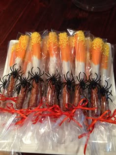 there are many halloween treats wrapped in plastic