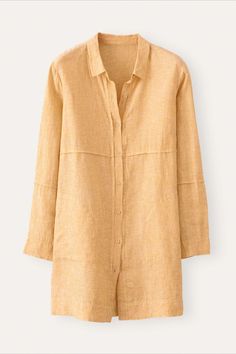 Yarn-dyed linen in Honey. Linen Trousers, Straight Leg Trousers, Tunic Length