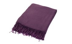 a purple scarf with fringes on it