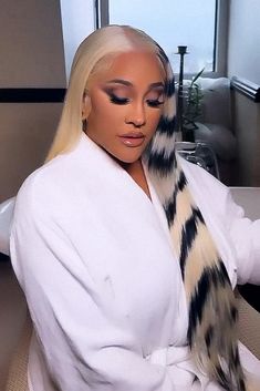 This custom wig is half icy, half zebra pattern. The icy part is our very own Angelina wig while the zebra is a new custom color created by our colorist Shelbi. Worn by Baddie's Natalie Nunn. Unit Shown is 30". Natalie Nunn Hairstyles, Baddie East, Custom Color Wigs, Natalie Nunn, Urban Hairstyles, Future Hairstyles, Exotic Hairstyles, Black Hair Updo Hairstyles, Interacial Couples