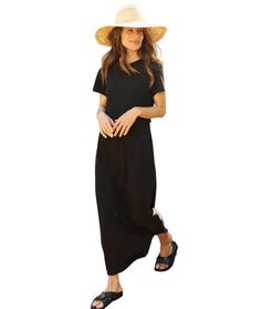 Meet the crew neck boyish tee of your dreams in full-length form. our perfect tee dress is airy and easy to wear with a gently curving never-too-tight body short sleeves and longer length. Black Tshirt Dress, Fashion Pics, Frank & Eileen, Tee Dress, Fashion Pictures, Black Maxi Dress, Designer Outfits Woman, Long Length, Black Tshirt