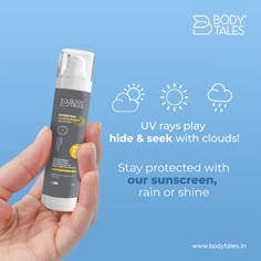 Don't let clouds fool you! UV rays are always on the move. Stay one step ahead with our trusty sunscreen, rain or shine.  Shop Now and shine on beautifully! Buy Now! 👉 www.bodytales.in . .. ... #sunsafety #sunscreen #newlaunch #sunscreenspf #bodytalessunscreen #sundamage #skincaresummer #summerskincare #summerskincaretips #skincaretips #dailyroutine #skincarelover #clearskin #beautysecrets #bodytales #bodytalesskincare Sunscreen Packaging Design, Matte Sunscreen, Summer Skin Care Tips, Best Sunscreen, Advertising Ideas, Food Time