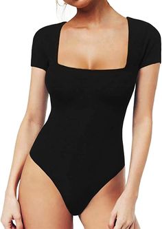 Spandex Bodysuit, Popular Clothing Brands, Tank Top Bodysuit, Casual Bodysuit, One Piece Clothing, Bodysuit Jumpsuit, Body Suit With Shorts, Square Neck Bodysuit