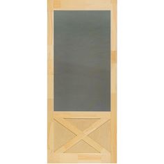 a wooden door with a chalkboard on the front and side paneled in wood