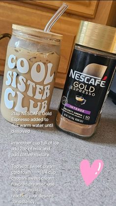 two jars of coffee sit next to each other on the counter with text overlay that reads, go sister club