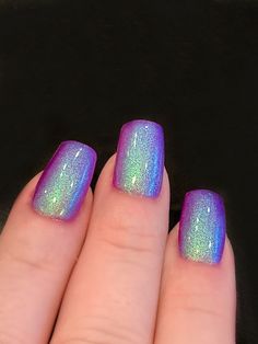 Neon Purple Nails, Glow Nails, Glitter Nail Polish, Holographic Nails, Nail Polishes, Purple Nails