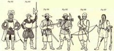 an old drawing shows the different types of people in medieval clothing, including men and women