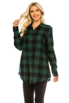 Haute Edition Women's Long Button Down Flannel Tunic Shirt with Plus Daily Haute Long Flannel Shirt, Long Flannel, Flannel Tunic, Buffalo Plaid Flannel, Green Flannel, Womens Flannel Shirt, Functional Fashion, Flannel Women, Long Tunic