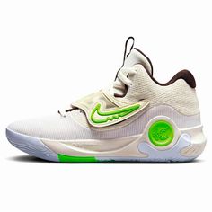 the nike zoom basketball shoe in white and green