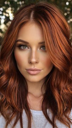 66 Copper Hair Color Ideas Copper Lob, Red Hair Woman, Beautiful Red Hair, Long Red Hair, Facial Features