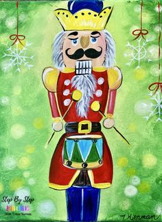 a painting of a nutcracker wearing a crown