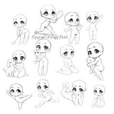 various poses and expressions for an animation character's body, head, and arms